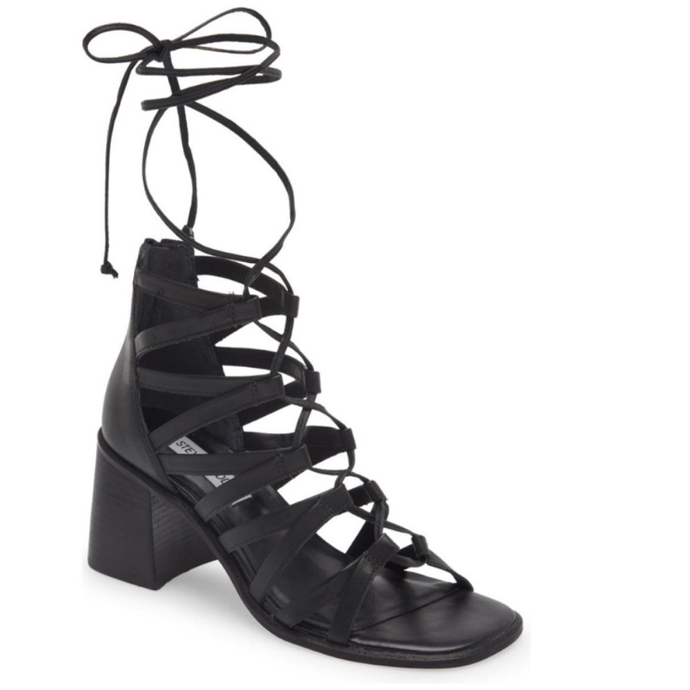 NEW! Steve Madden Black Leather Cherri Strappy Sandal - Size 7 - Picture 3 of 16